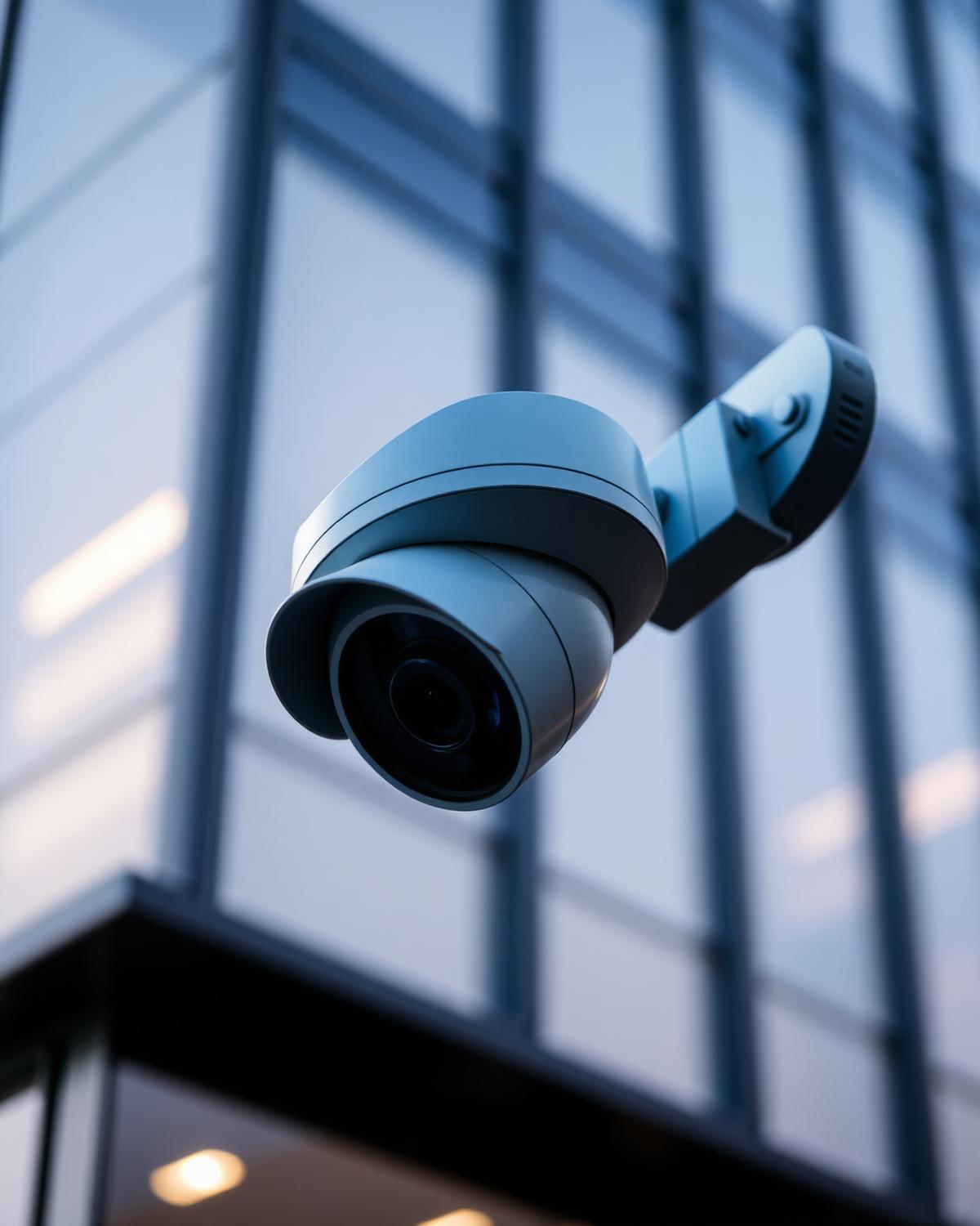 Professionele beveiligingscamera op modern bedrijfspand