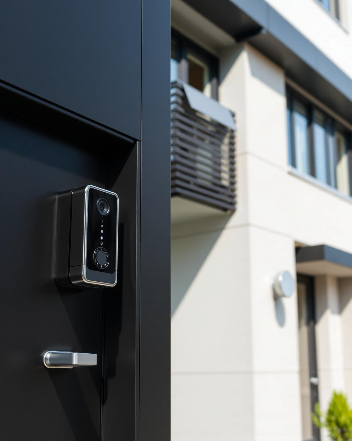 Modern video intercom bij entree van een appartement